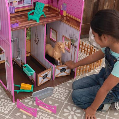  Domek dla lalek Barbie Ultimate Grand Stable + Stajnia dla koni z padokiem, koniem i akcesoriami - Kidkraft 