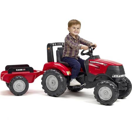  Traktor na Pedały Case Czerwony Duży z Przyczepką 3+ FALK