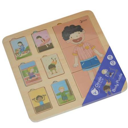 CLASSIC WORLD Tablica Edukacyjna Ciało Ludzkie Układanka Klocki Puzzle dla Dzieci Dopasuj 19 el.