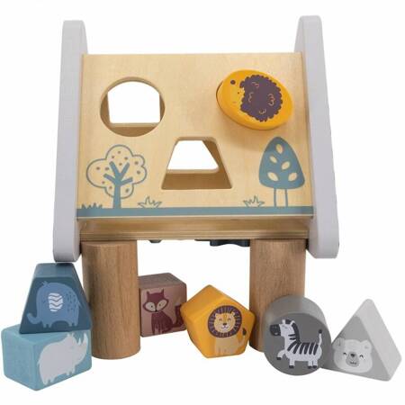 Drewniany Edukacyjny Sorter z klockami piramida Viga Toys