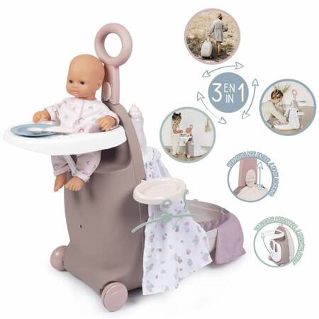 Łóżeczko dla lalek Baby Nurse Wielofunkcyjna Walizka + Akcesoria SMOBY