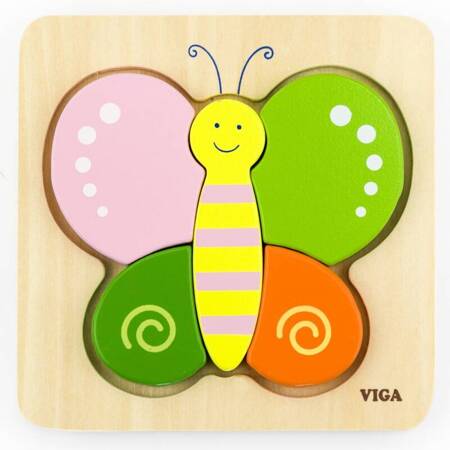VIGA Pierwsze drewniane Puzzle maluszka Motylek